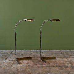 Pair of Cedric Hartman Brass and Stainless Steel Floor Lamps