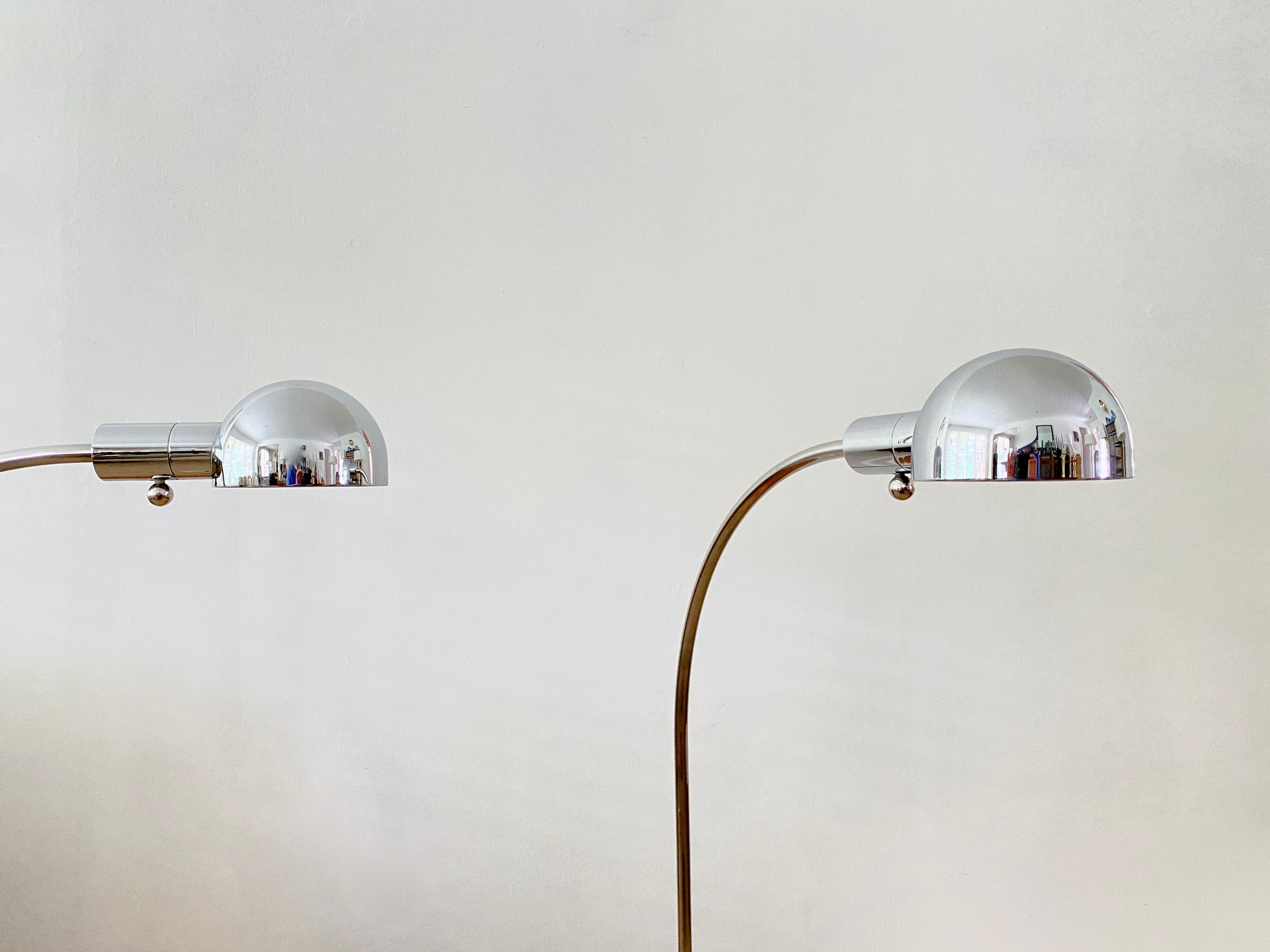 Mid-Century Modern Pair of Cedric Hartman Chrome / Stainless Steel Floor Lamps
