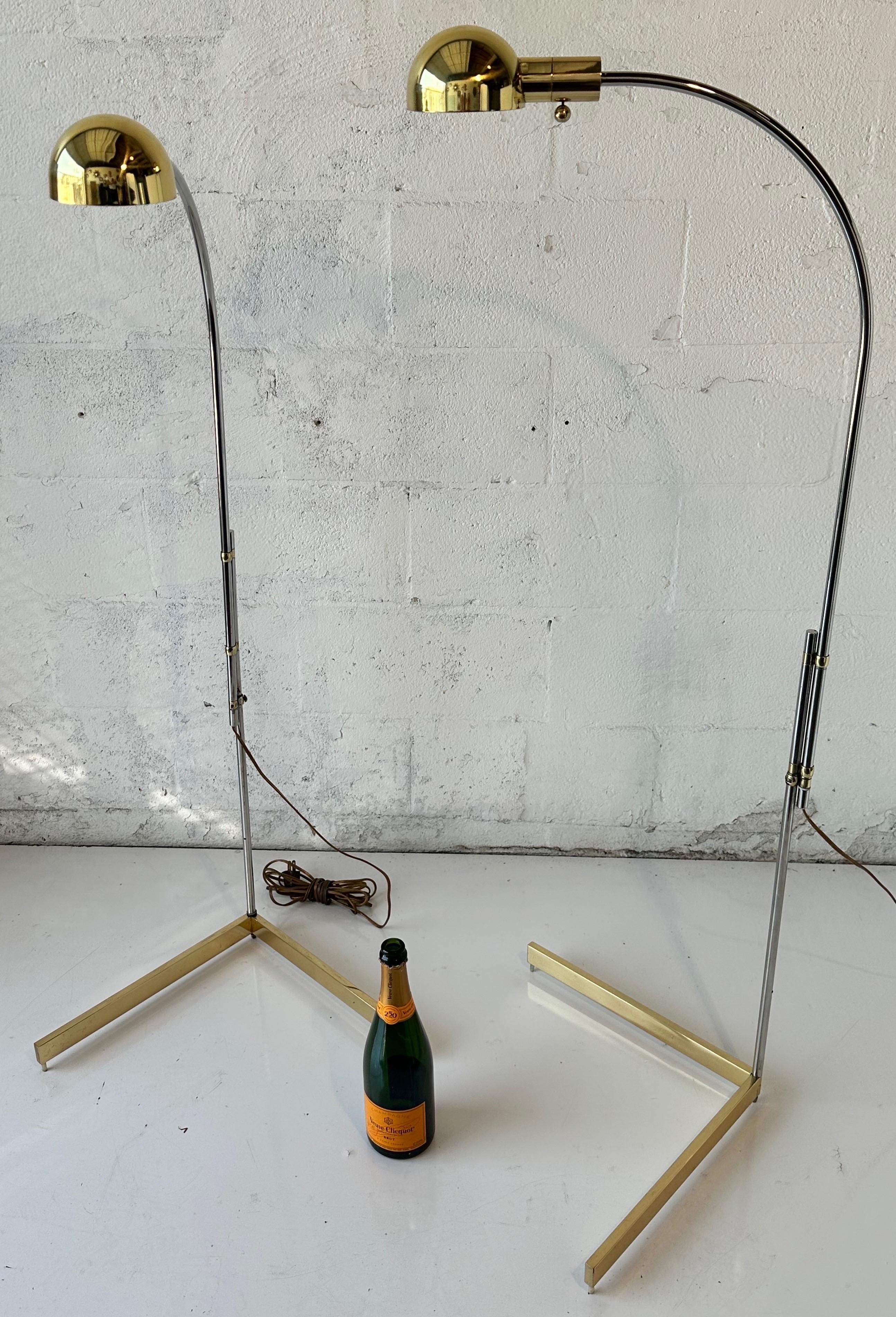 Brass Pair of Cedric Hartman Style Floor Lamp, circa 1970 For Sale