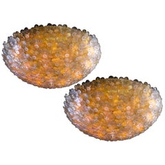 Vintage Pair of Ceiling Flowers Lamps by Barovier 
Toso, Murano, 1990s