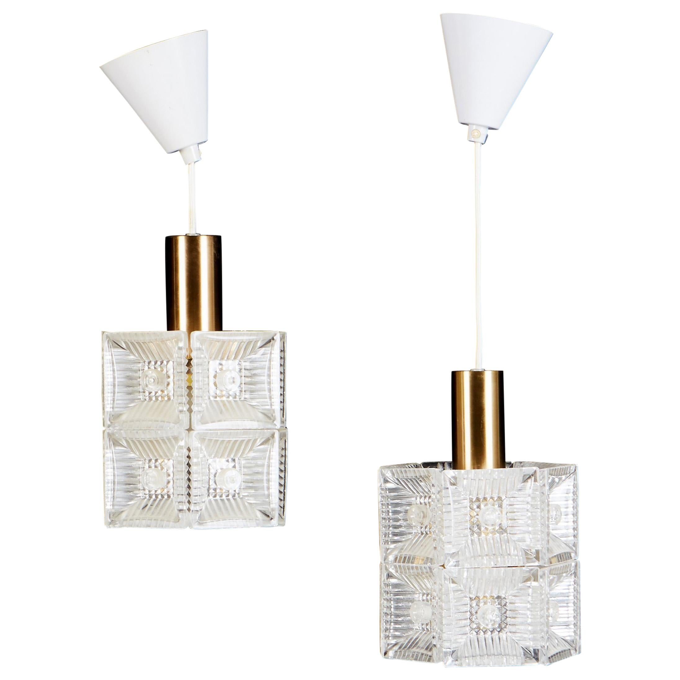 Coppia di lampade da soffitto di Carl Fagerlund per Orrefors Glassworks