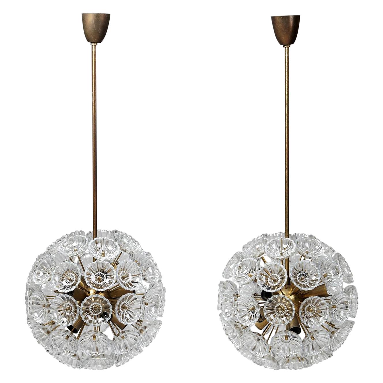 Pair of Ceiling Lamps Designed by Carl Fagerlund for Orrefors, Sweden, 1960s