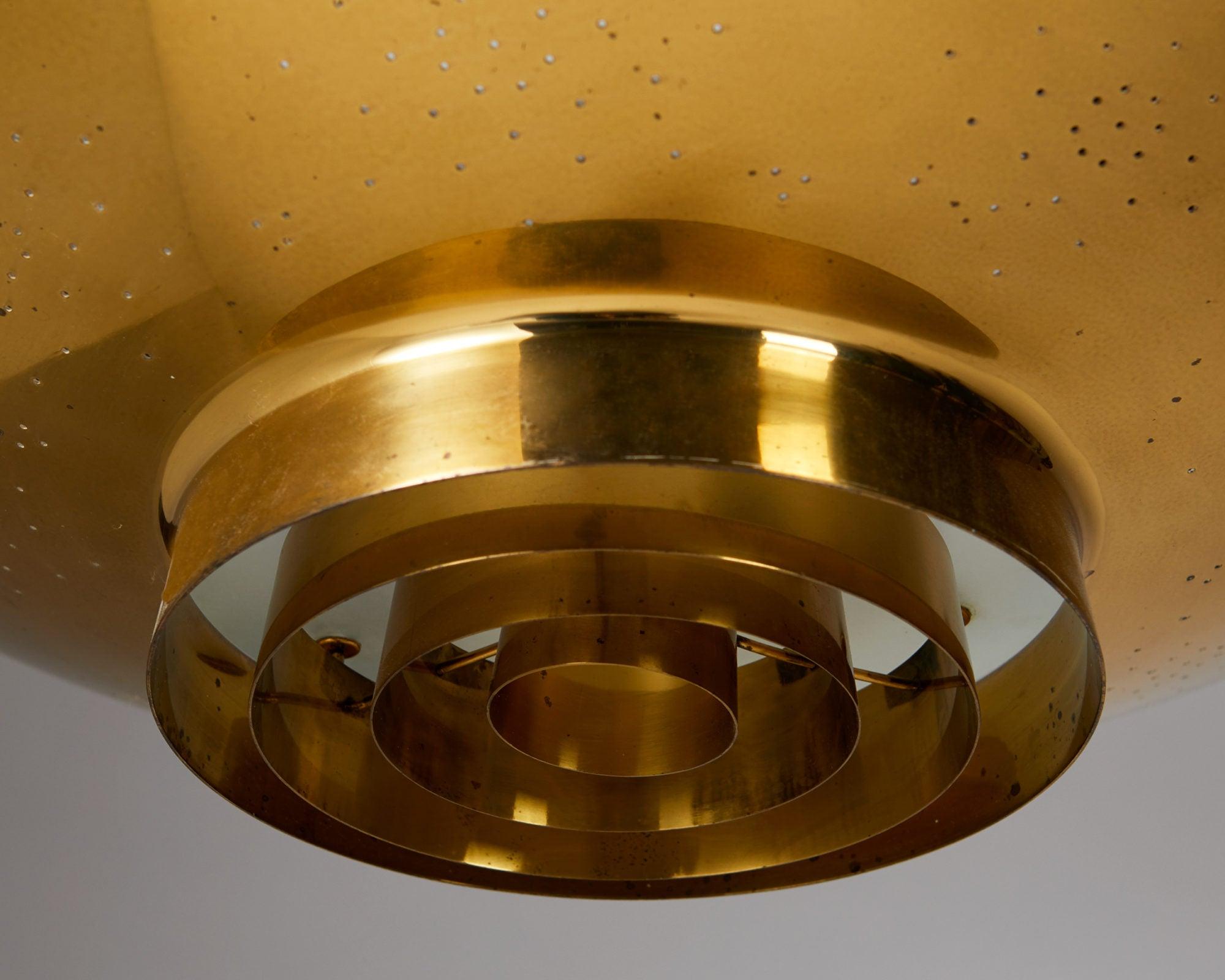 Mid-Century Modern Pair of Ceiling Lamps Model 9060 Designed by Paavo Tynell for Taito Oy, Finland
