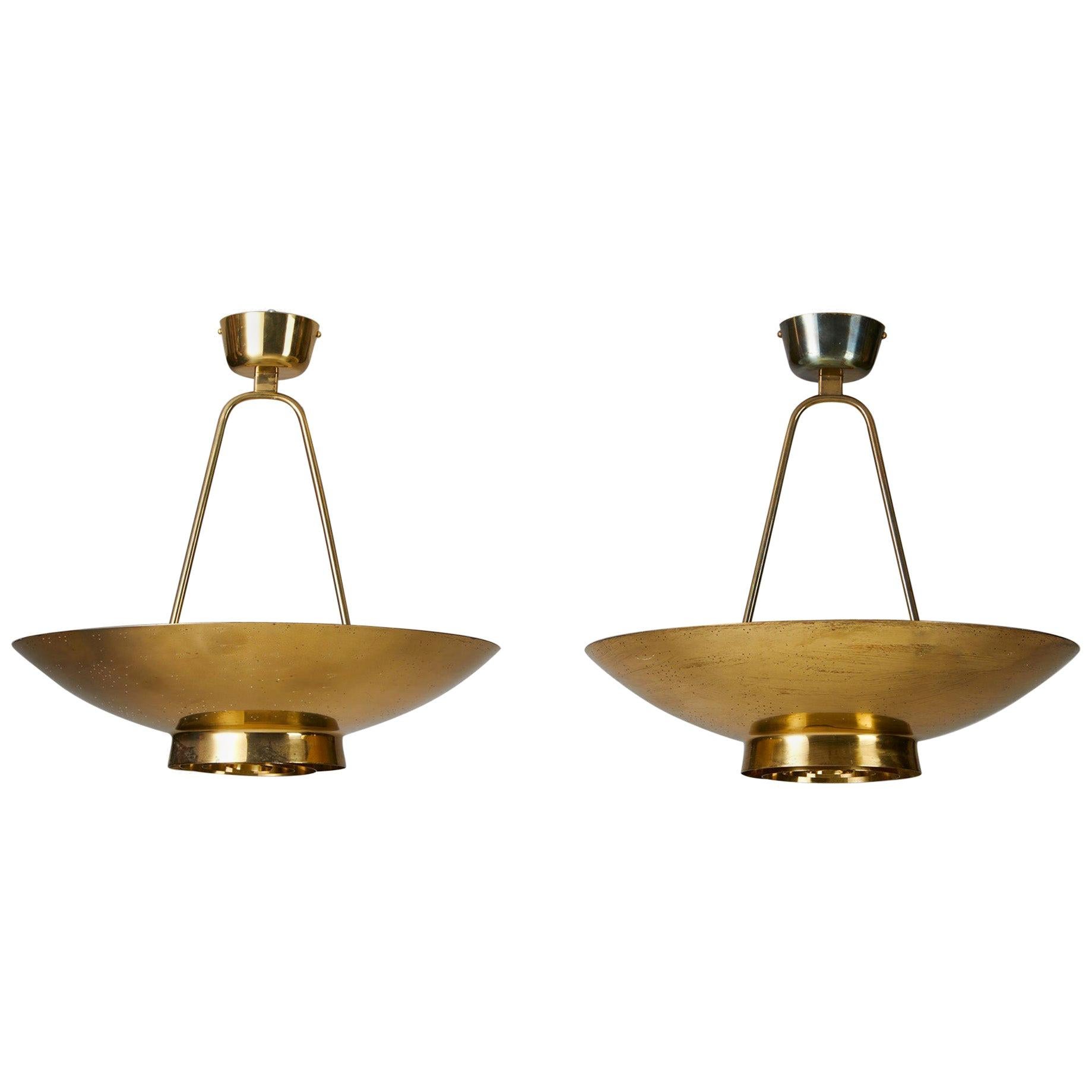 Pair of Ceiling Lamps Model 9060 Designed by Paavo Tynell for Taito Oy, Finland