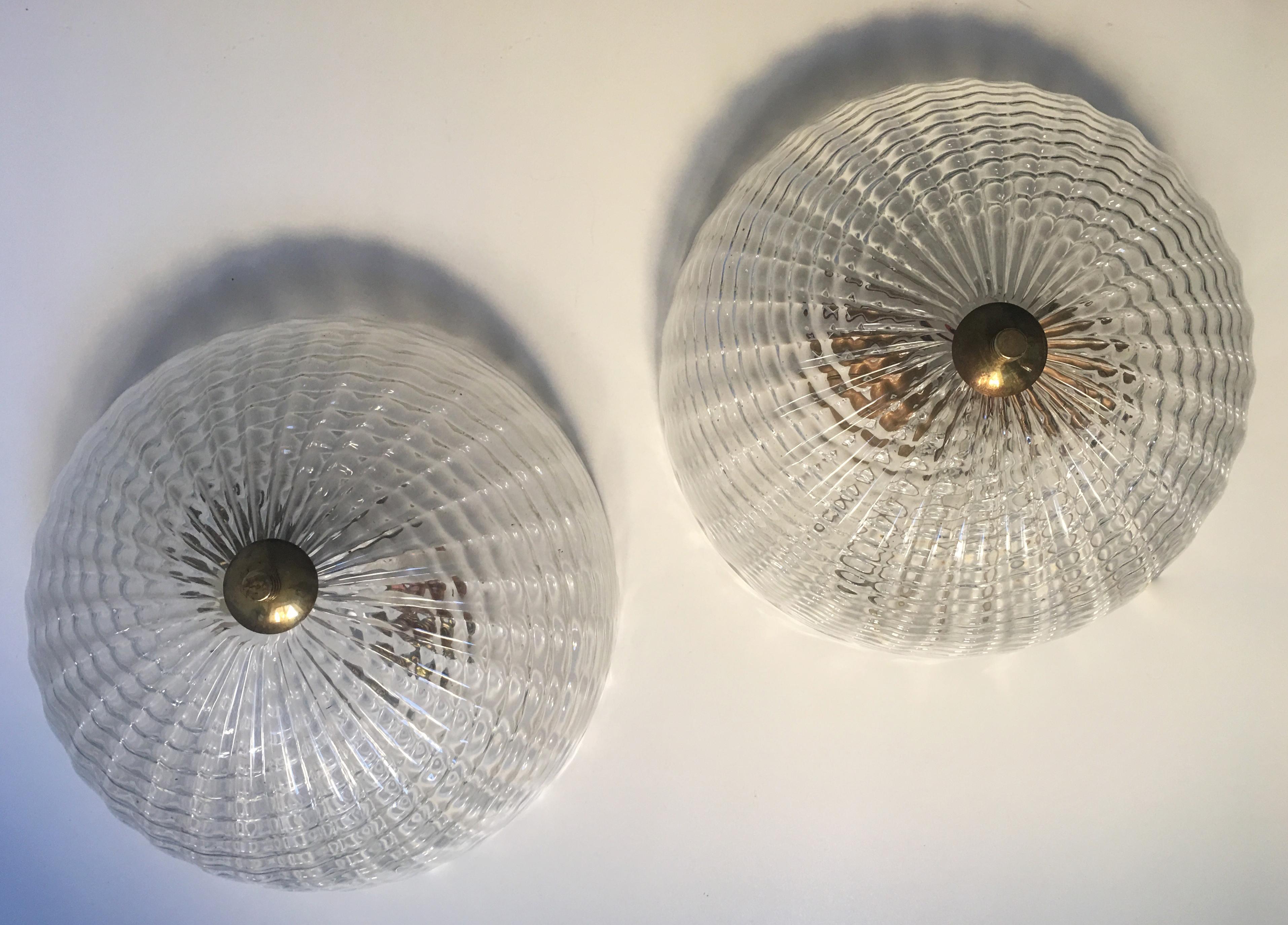 Italian Pair of Ceiling Lights Attributed to Barovier & Toso, 1950s