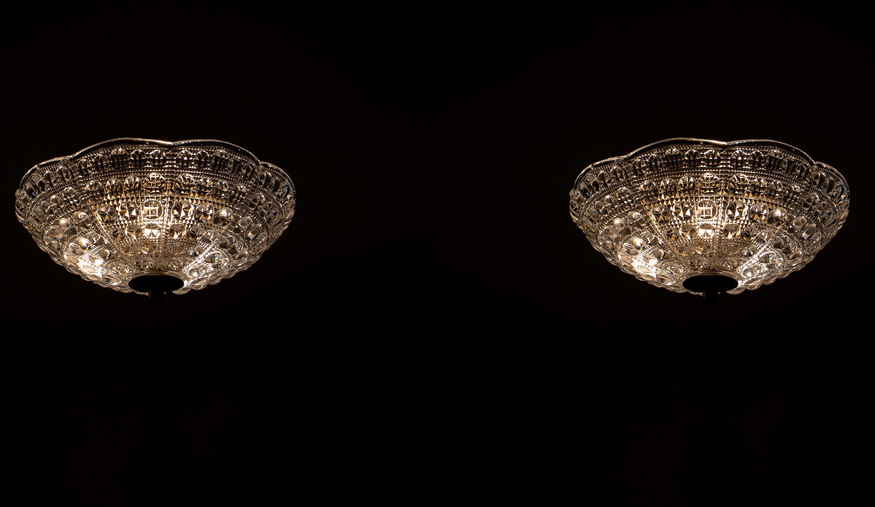 Pair of Ceiling Lights by Carl Fagerlund for Orrefors, 1970s 4