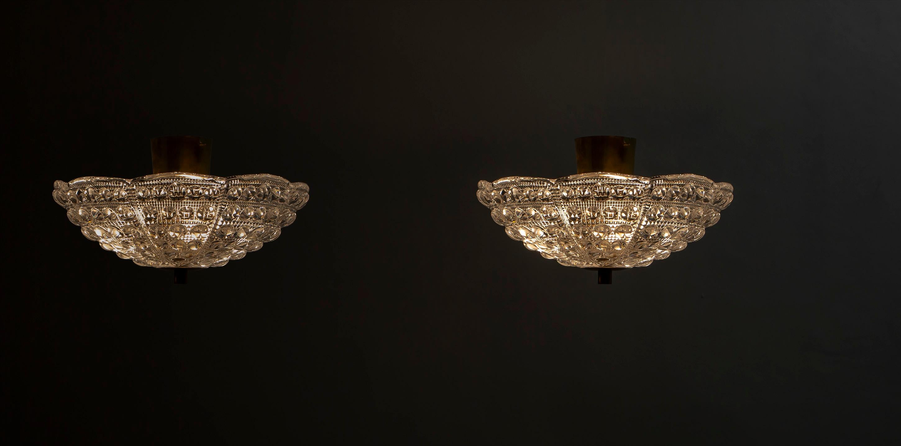 Pair of Ceiling Lights by Carl Fagerlund for Orrefors, 1970s 1