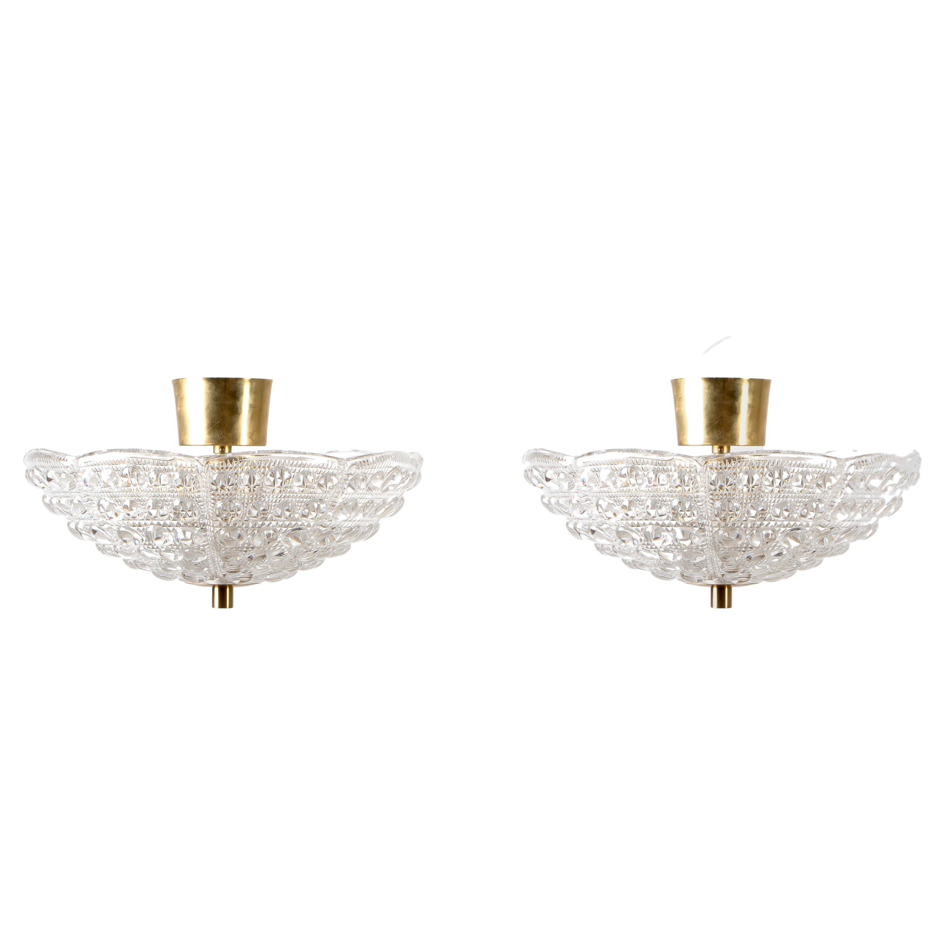 Pair of Ceiling Lights by Carl Fagerlund for Orrefors, 1970s