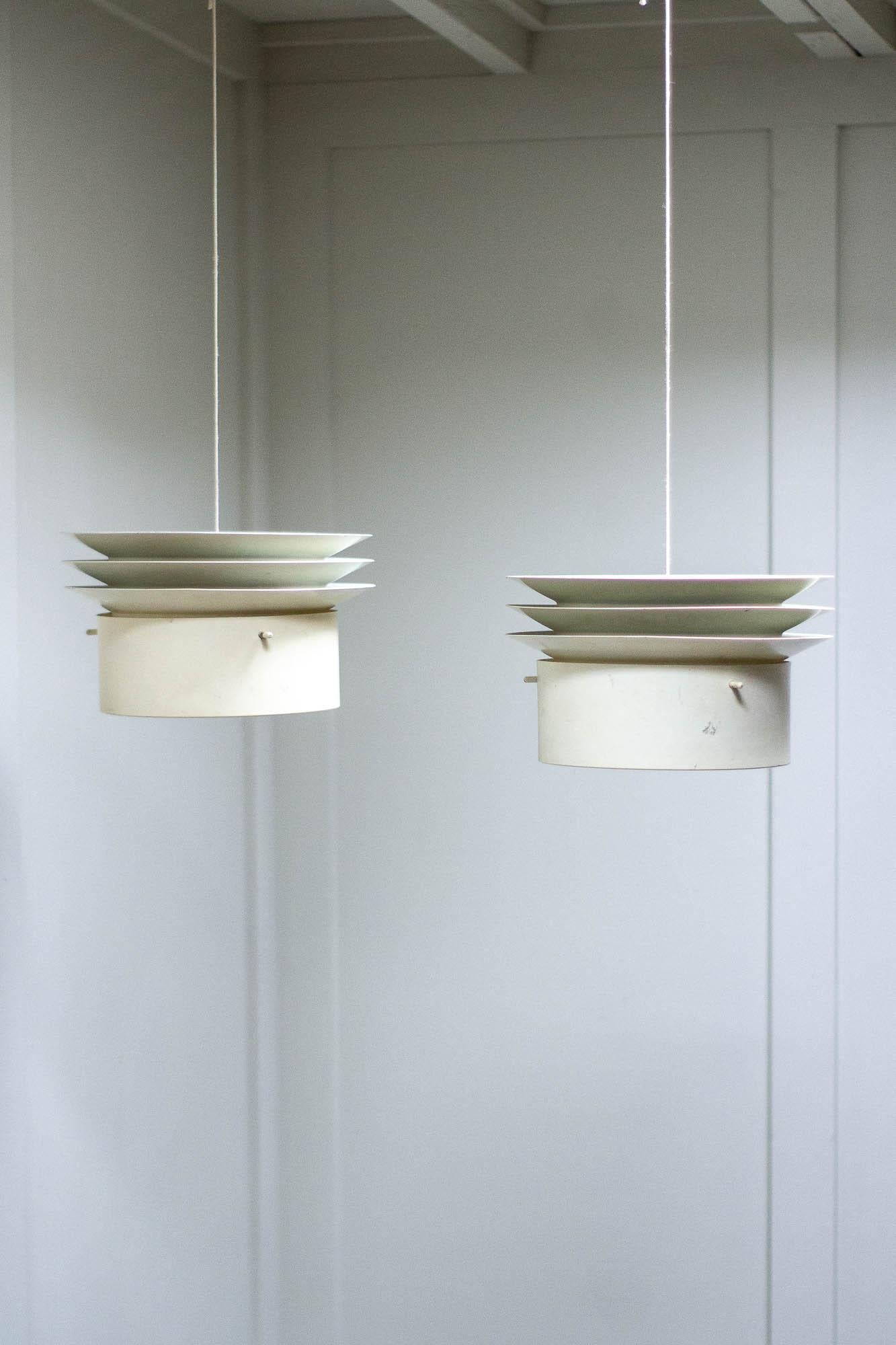 Aluminum Pair of Ceiling Lights by Hans-Agne Jakobsson, 1960s