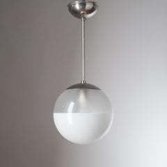 Pair of Ceiling Lights by Philips, circa 1930, Nickel and Enameled Glass