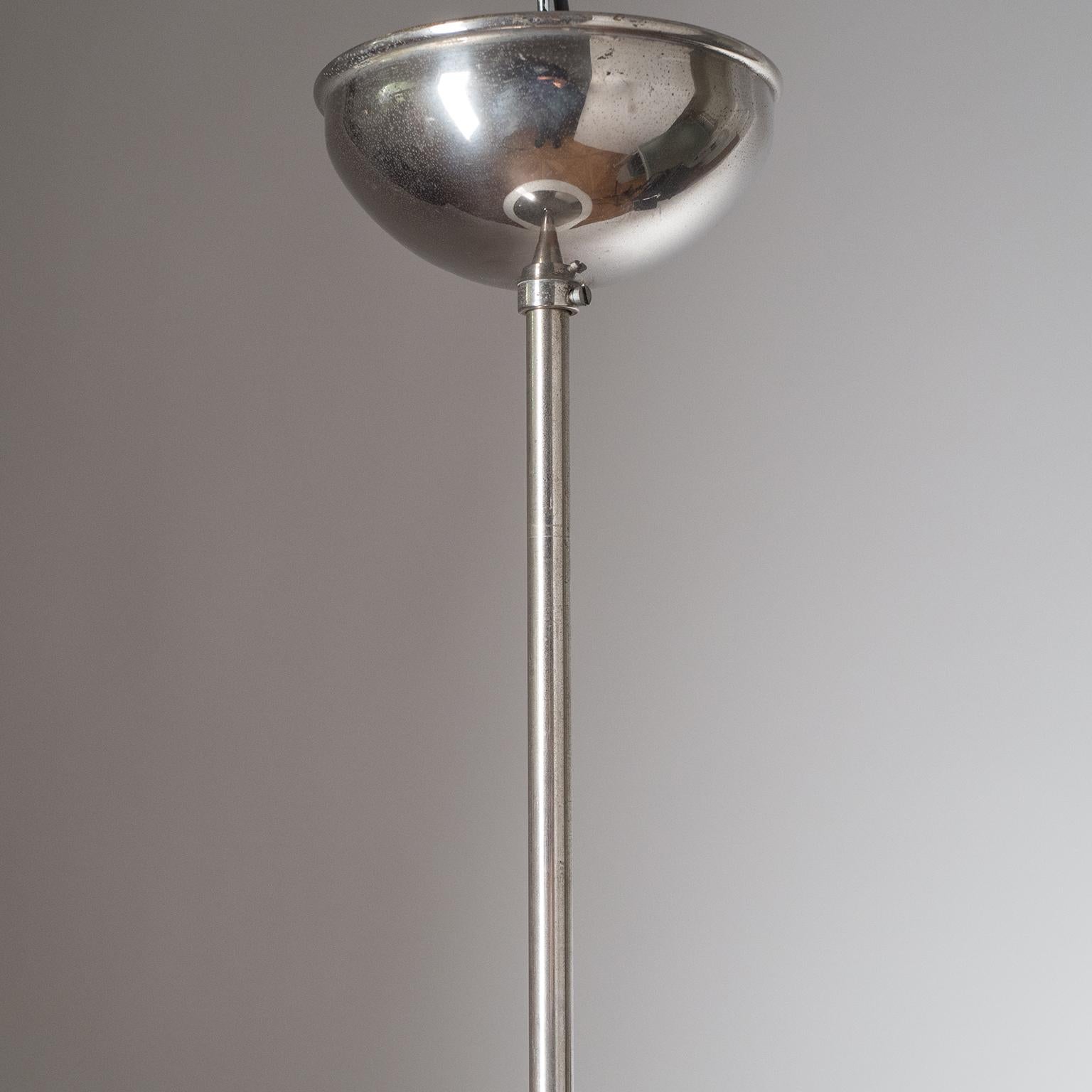 Pair of Ceiling Lights by Philips, circa 1930, Nickel and Enameled Glass For Sale 2