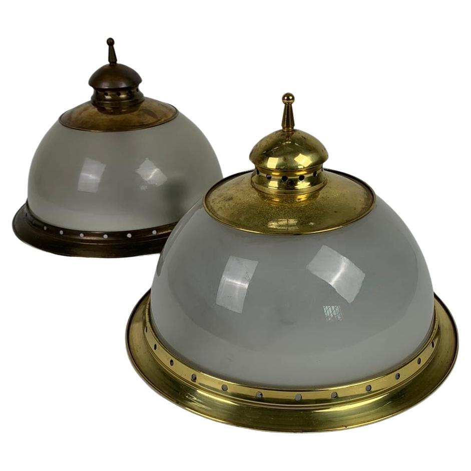 Pair of ceiling lights Mezzo Lampione by Luigi Caccia Dominioni for Azucena, 50s For Sale