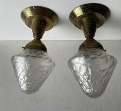 Pair of ceiling lights with Iridescent Shade by or in style of Loetz