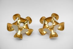 Pair of Ceiling or Wall Flower Blossom Lamp by Le Dauphin, Saint Marcellin