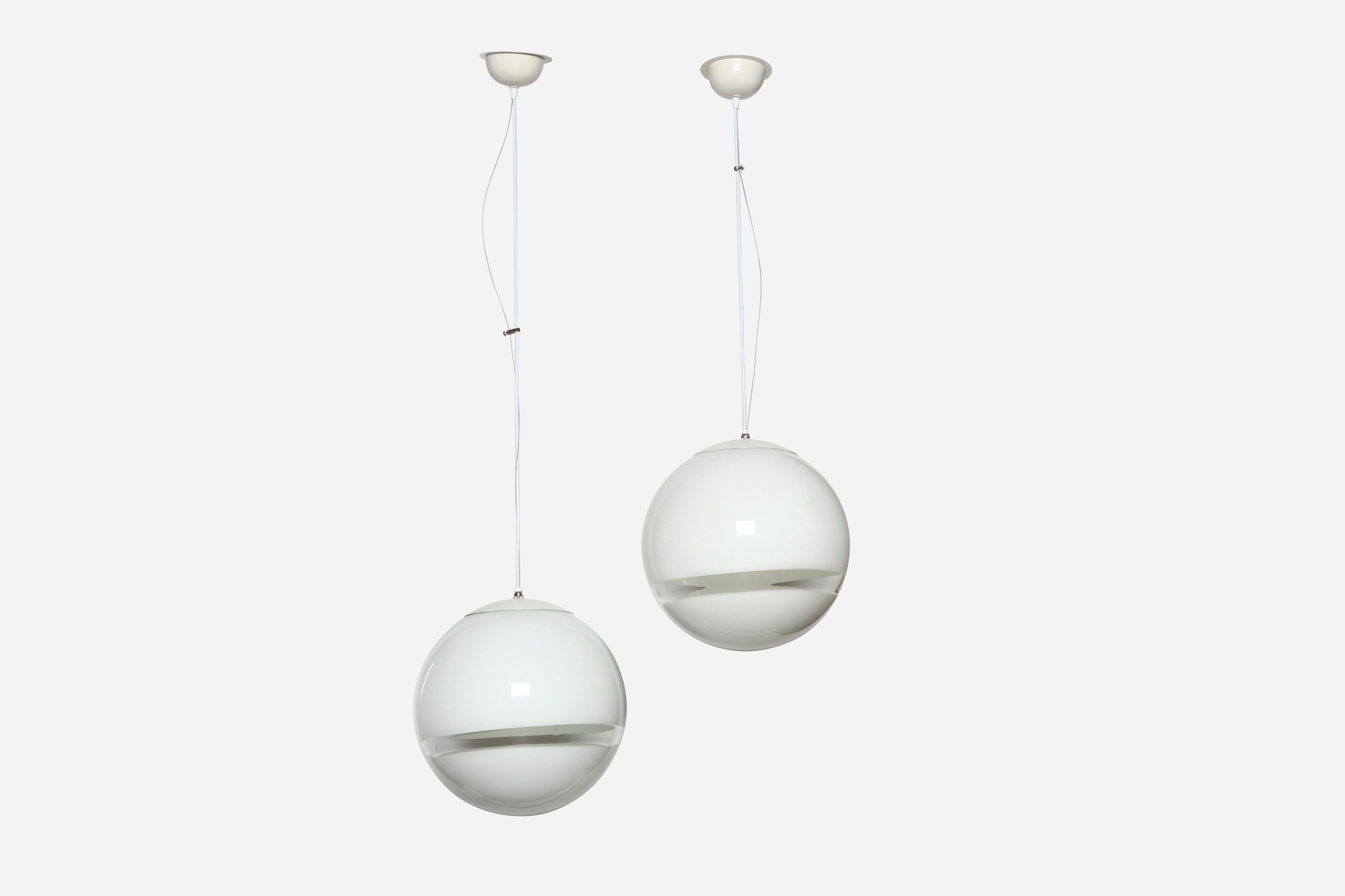 Mid-Century Modern Pair of Ceiling Pendants by Roberto Pamio for Leucos For Sale
