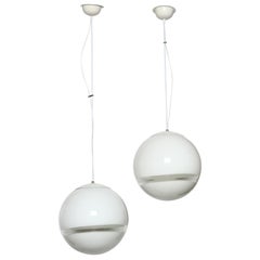 Vintage Pair of Ceiling Pendants by Roberto Pamio for Leucos