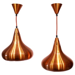 Pair of Ceiling Pendants in Copper of Danish Design from the 1960s