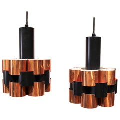 Pair of Ceiling Pendants Made In Cobber By Werner Schouu From 1960s