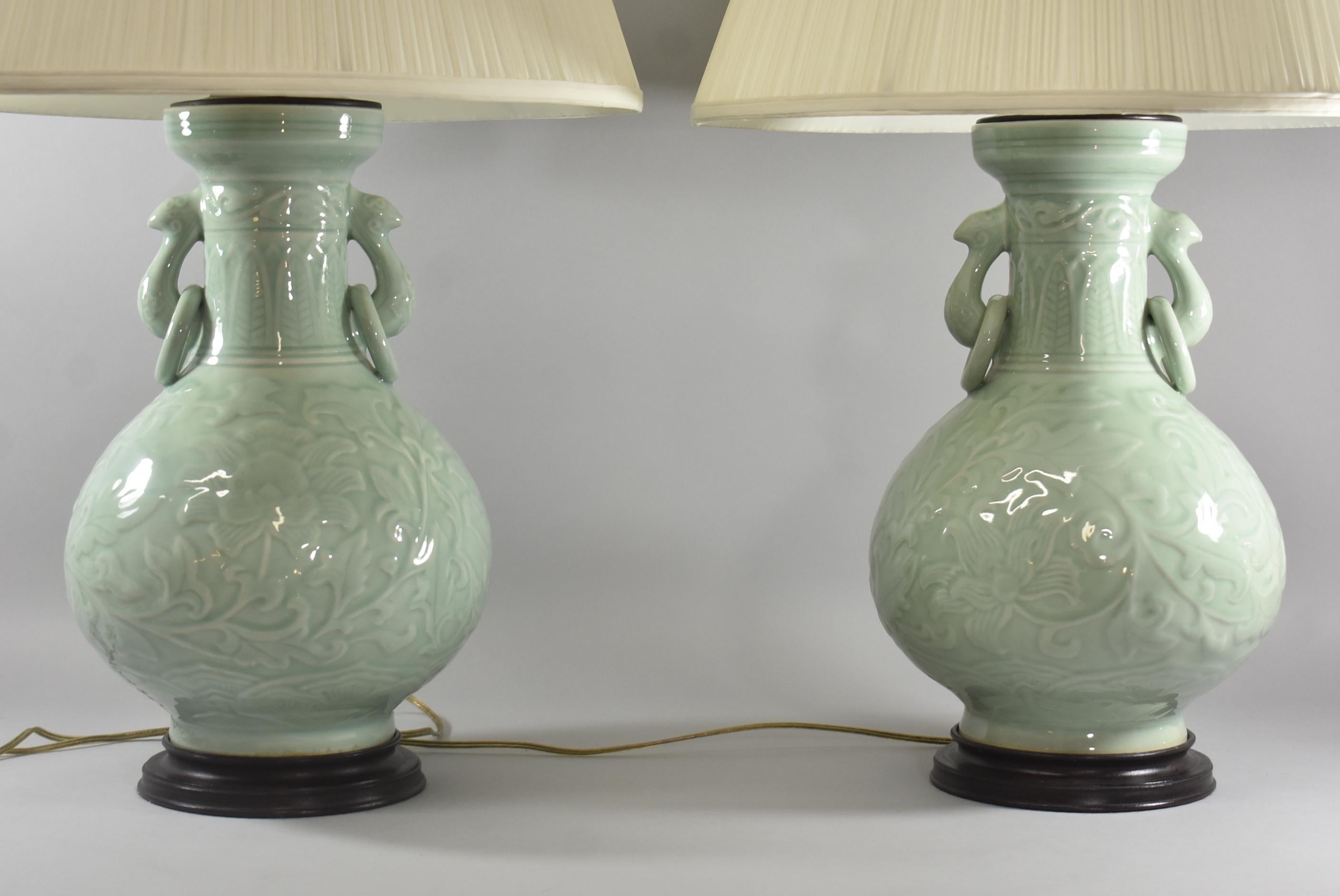 vintage celadon lamp
