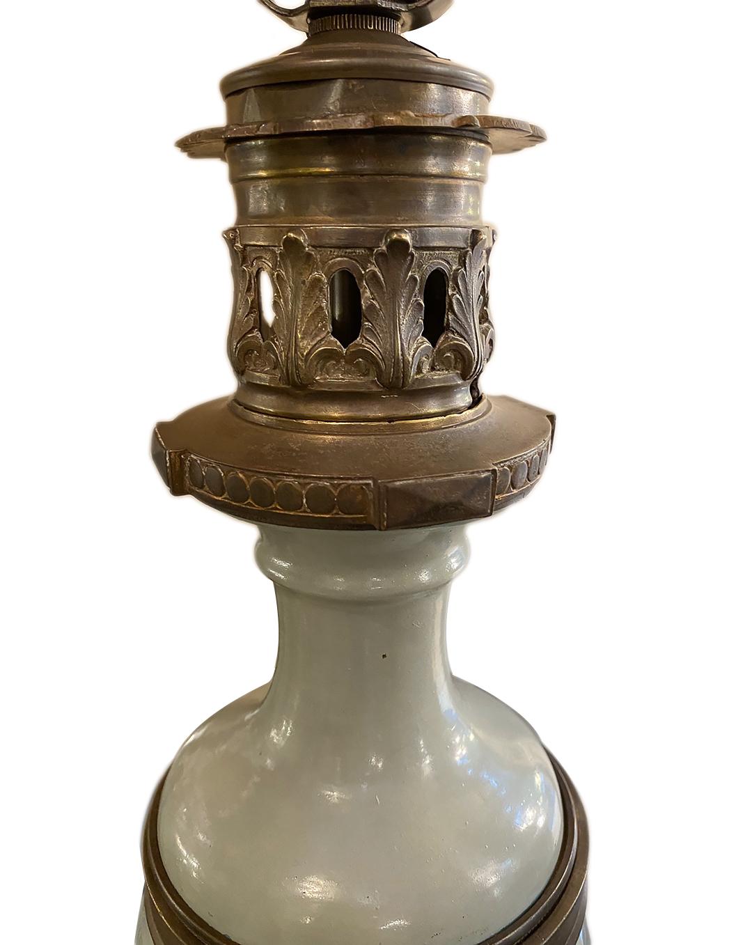 XX secolo Coppia di lampade Celadon in vendita