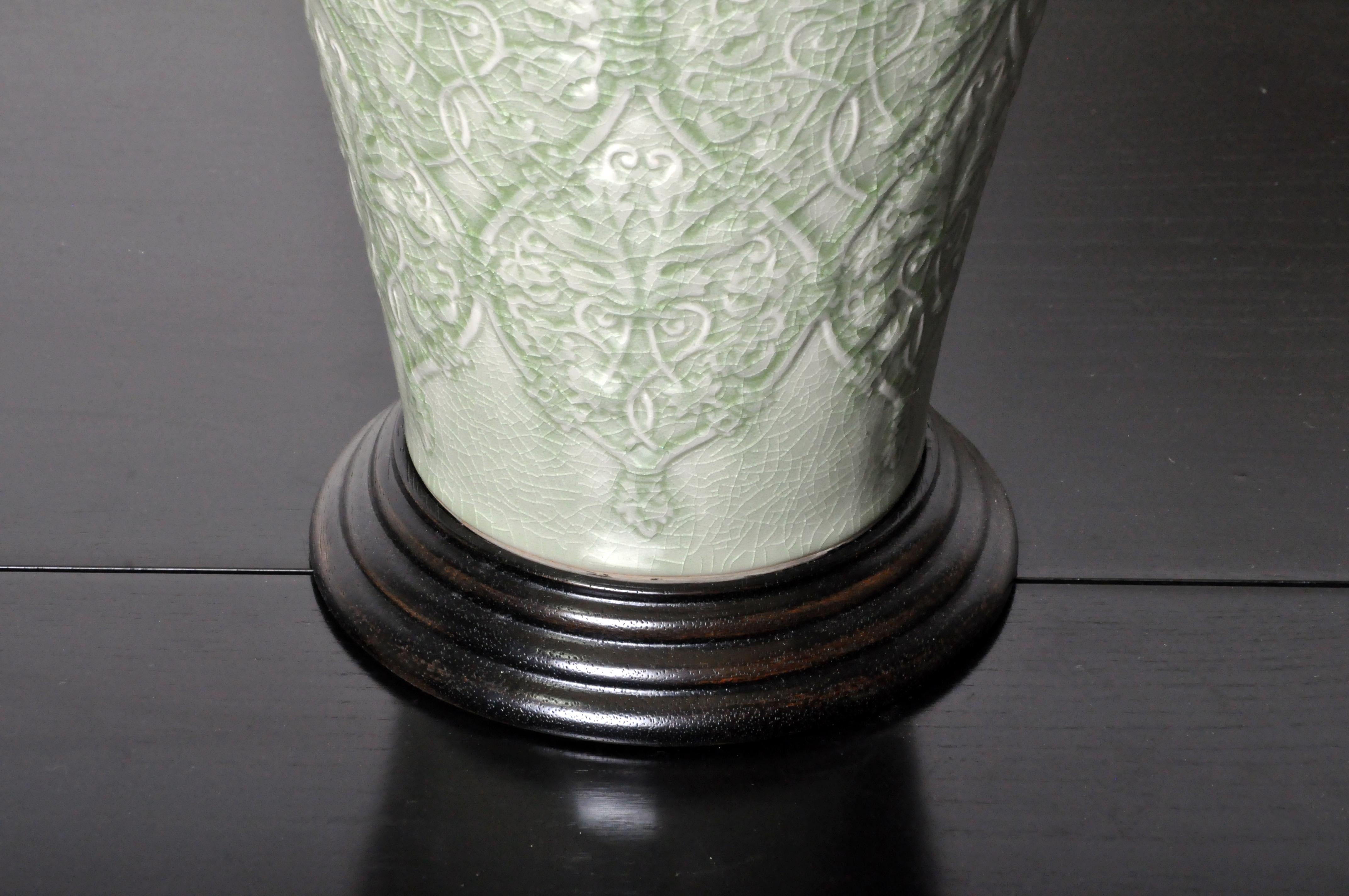 Pair of Celadon Table Lamps 7