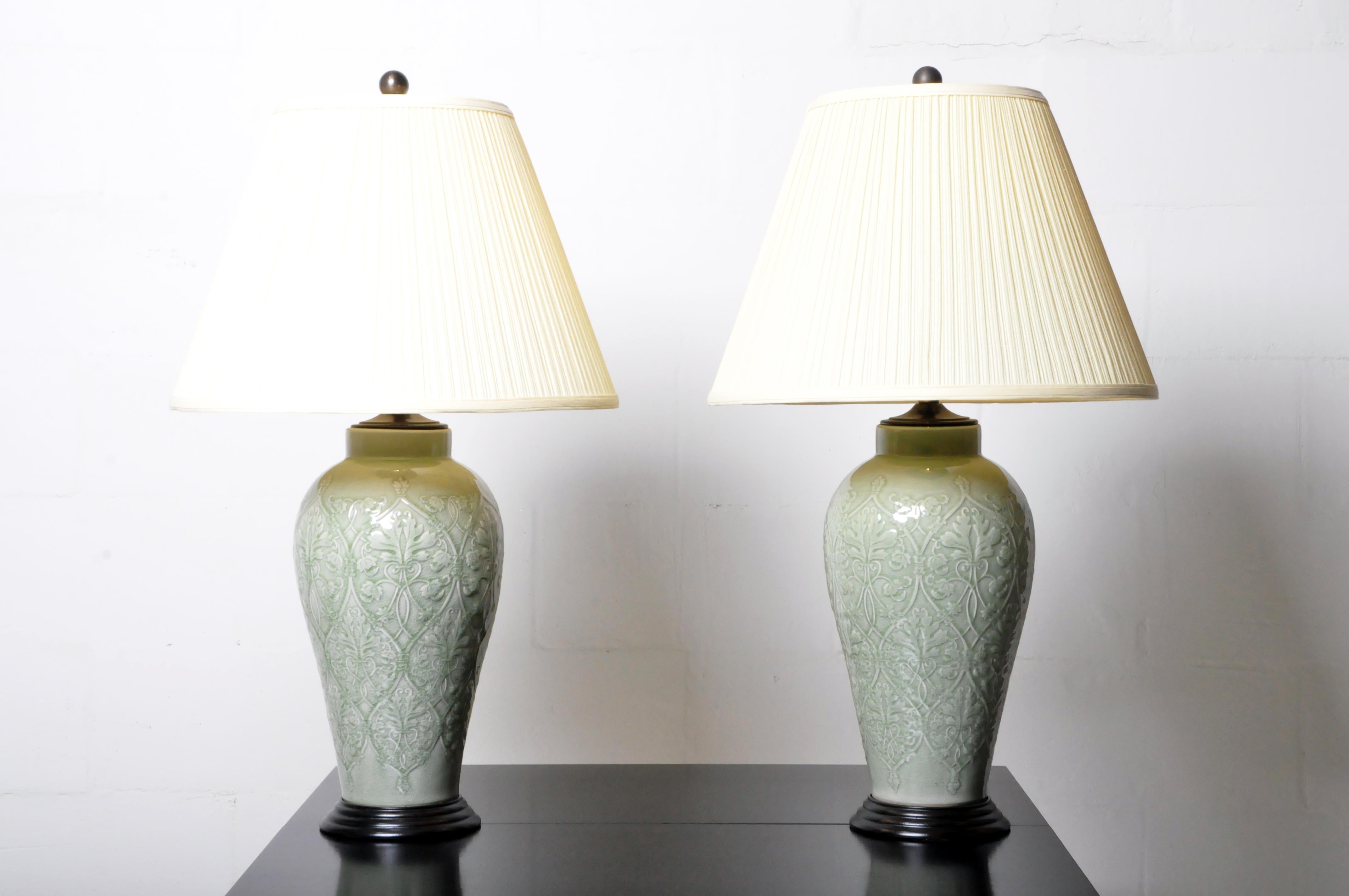 Pair of Celadon Table Lamps 10