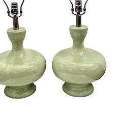 Pair of Celadon Table Lamps