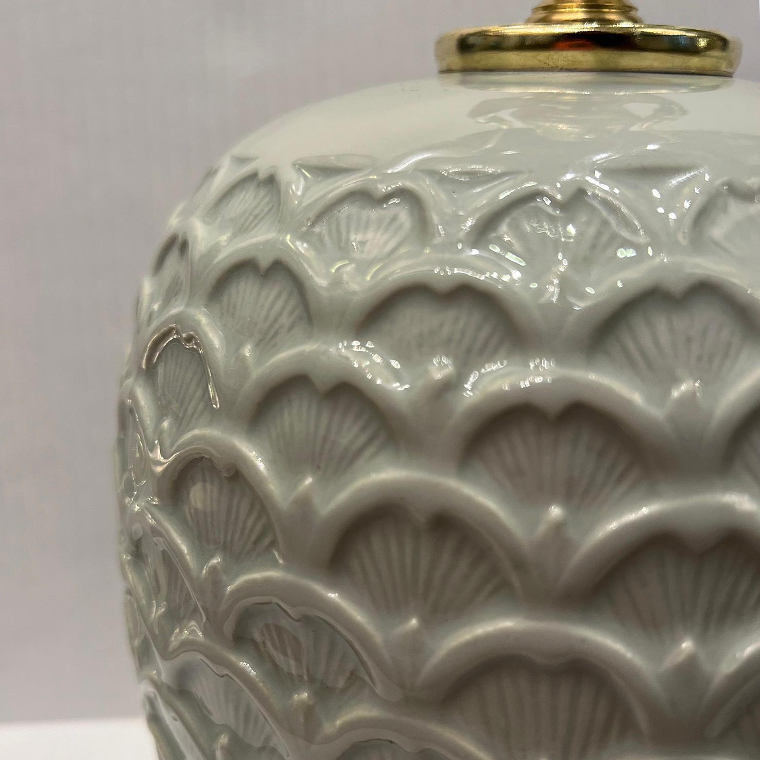 Pair of Celadon Table Lamps In Good Condition For Sale In New York, NY