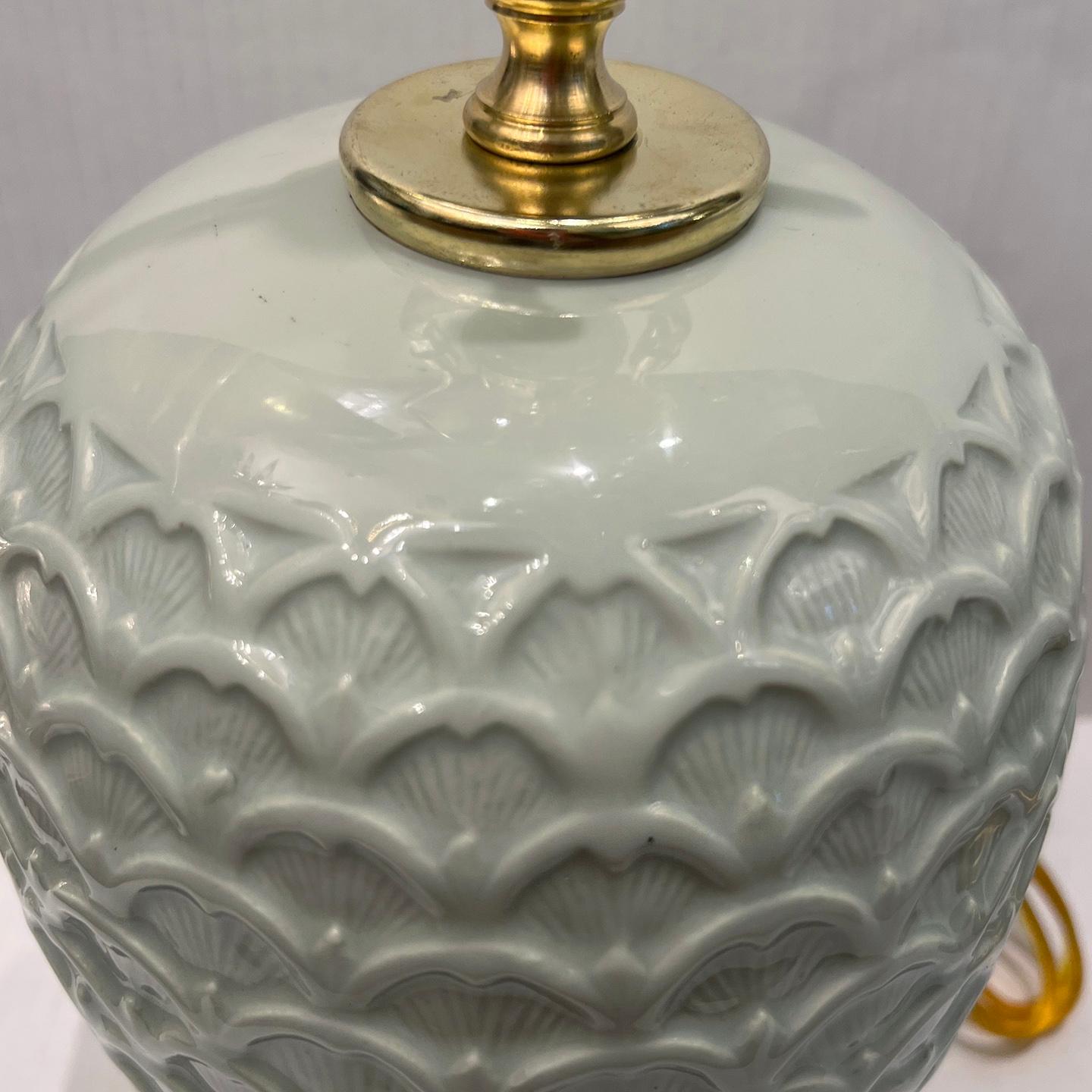 Early 20th Century Pair of Celadon Table Lamps For Sale