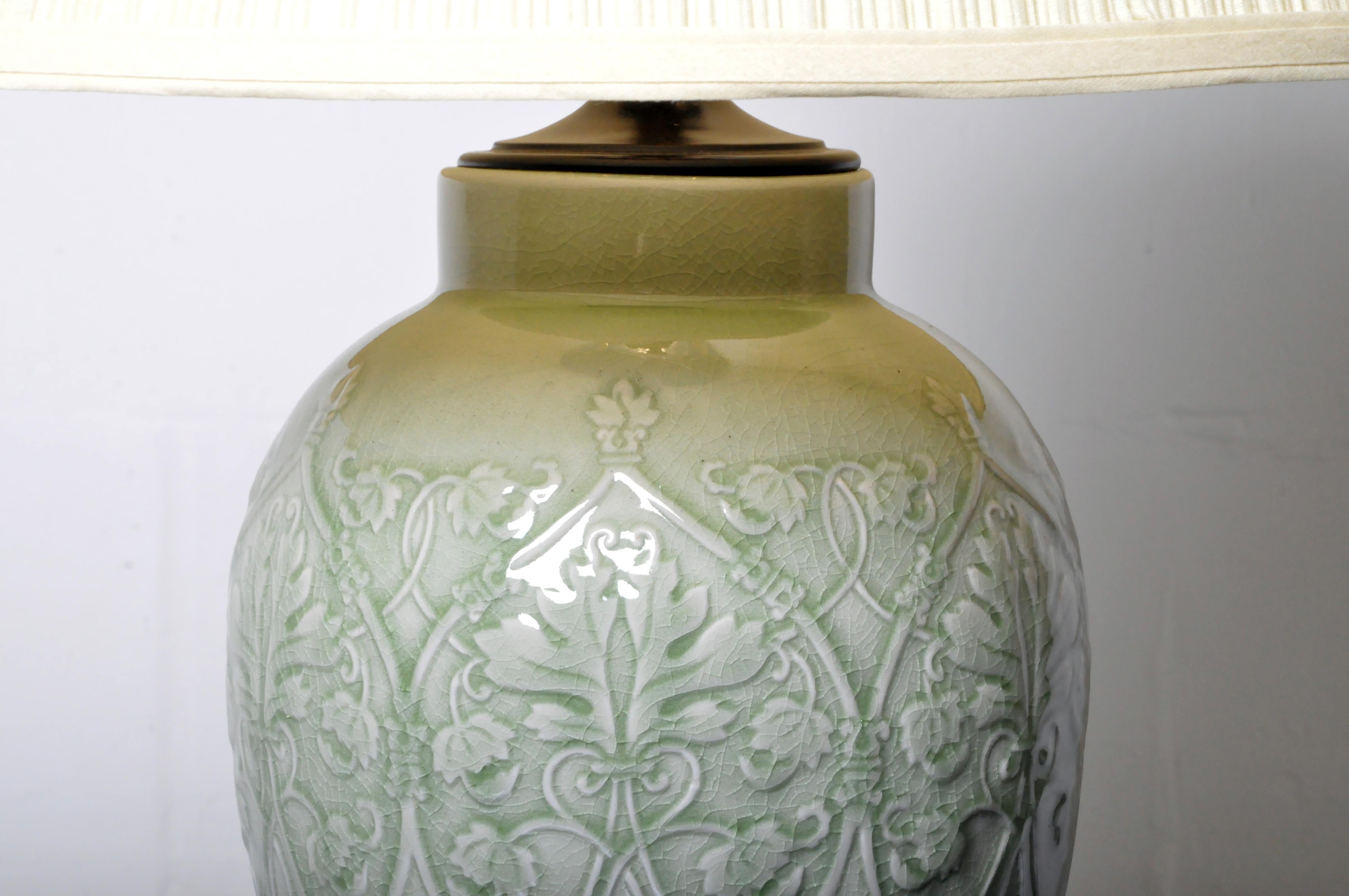 Pair of Celadon Table Lamps 4