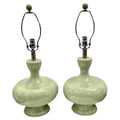 Vintage Pair of Celadon Table Lamps