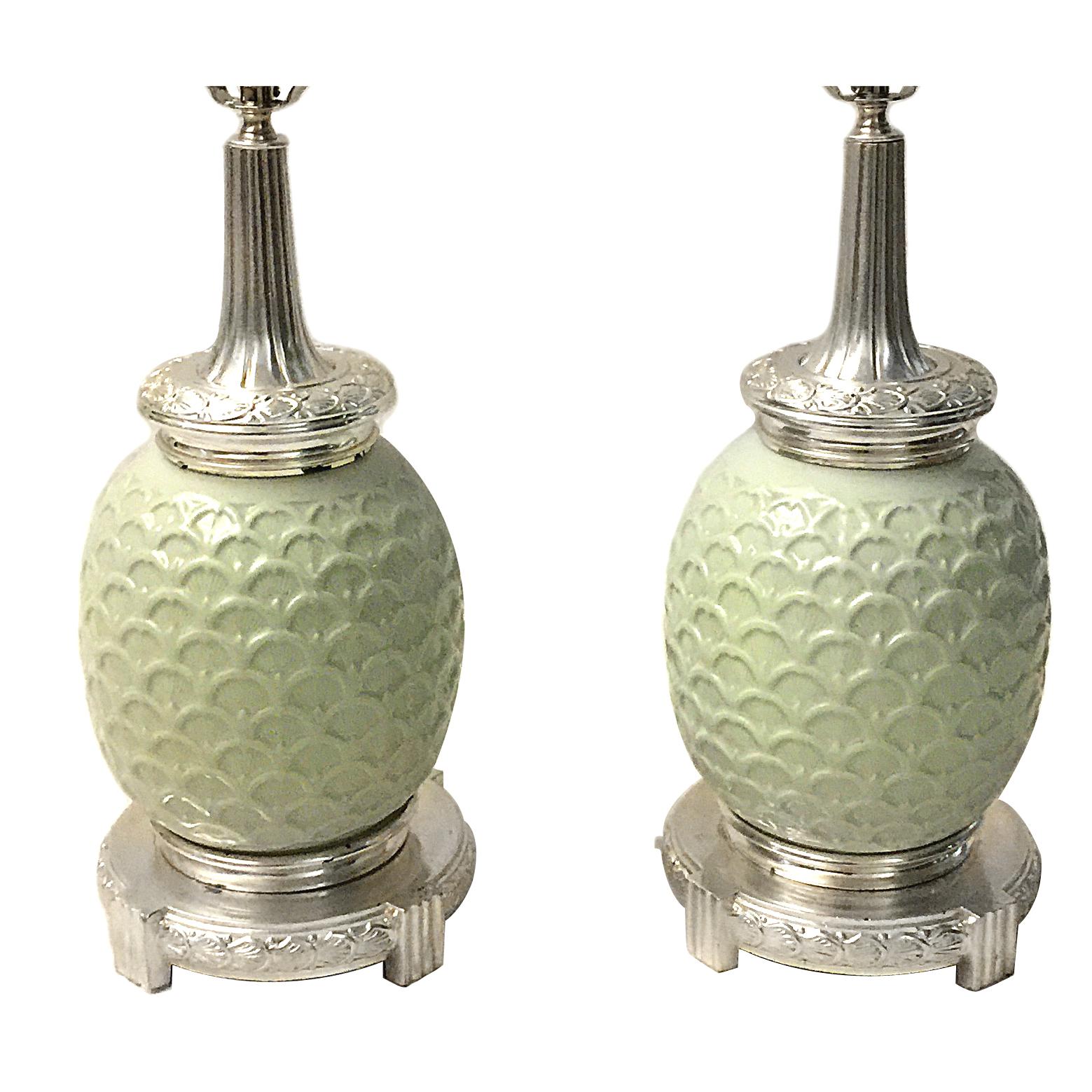 Pair of Celadon Table Lamps