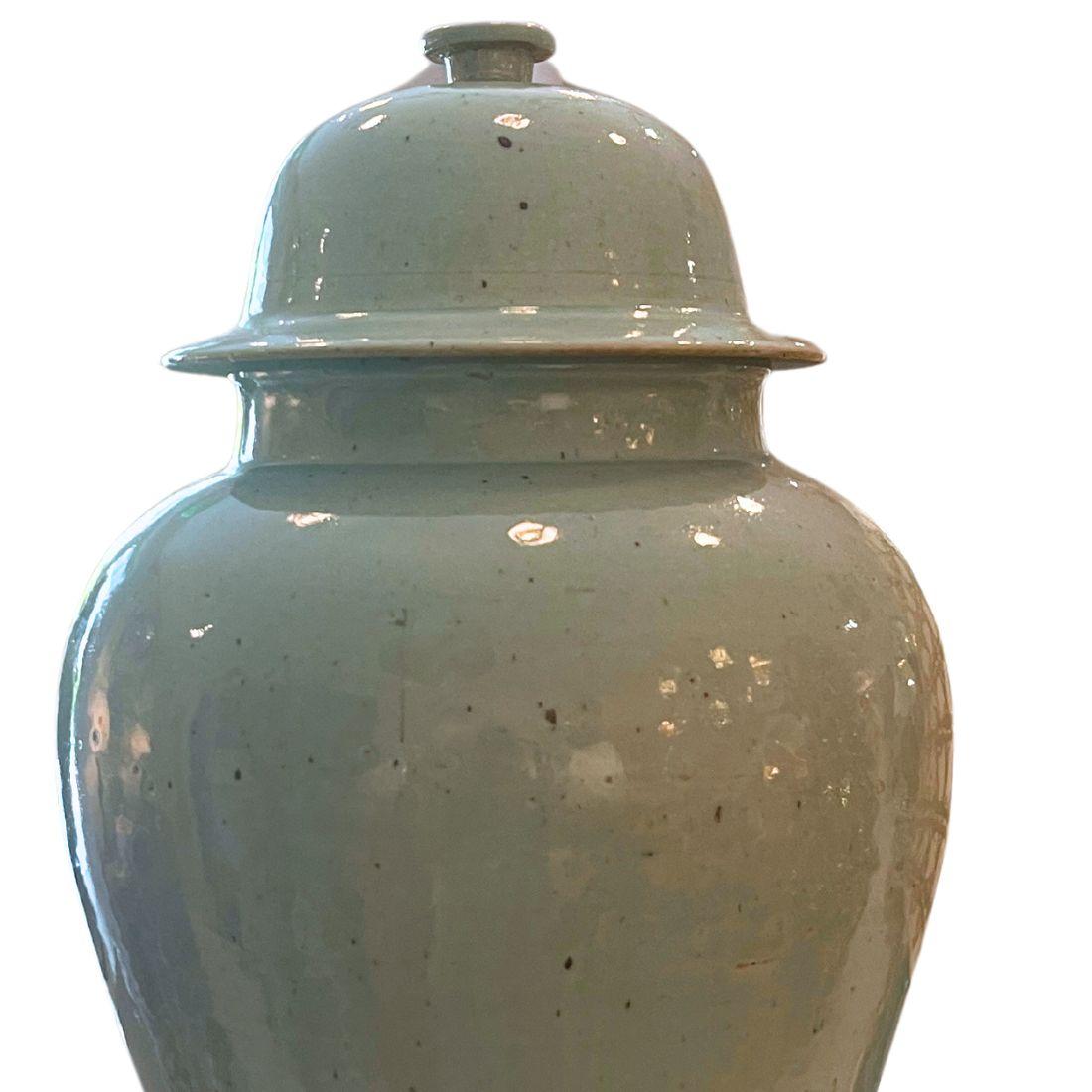 Sconosciuto Coppia di vasi per lo zenzero in Celadon in vendita