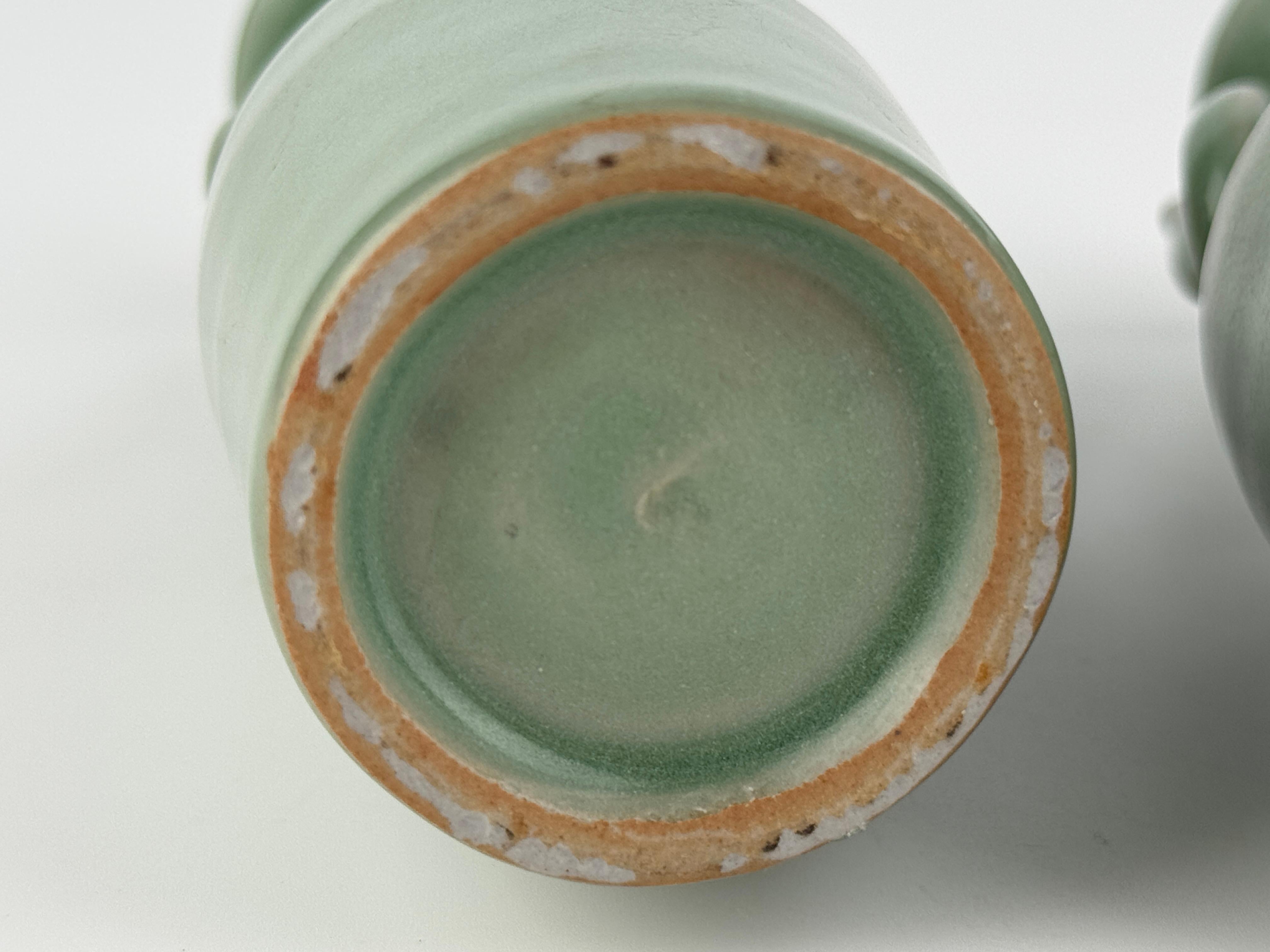 Pair of Celadon Vases with Double Handles, Song-Yuan Dynasty For Sale 4