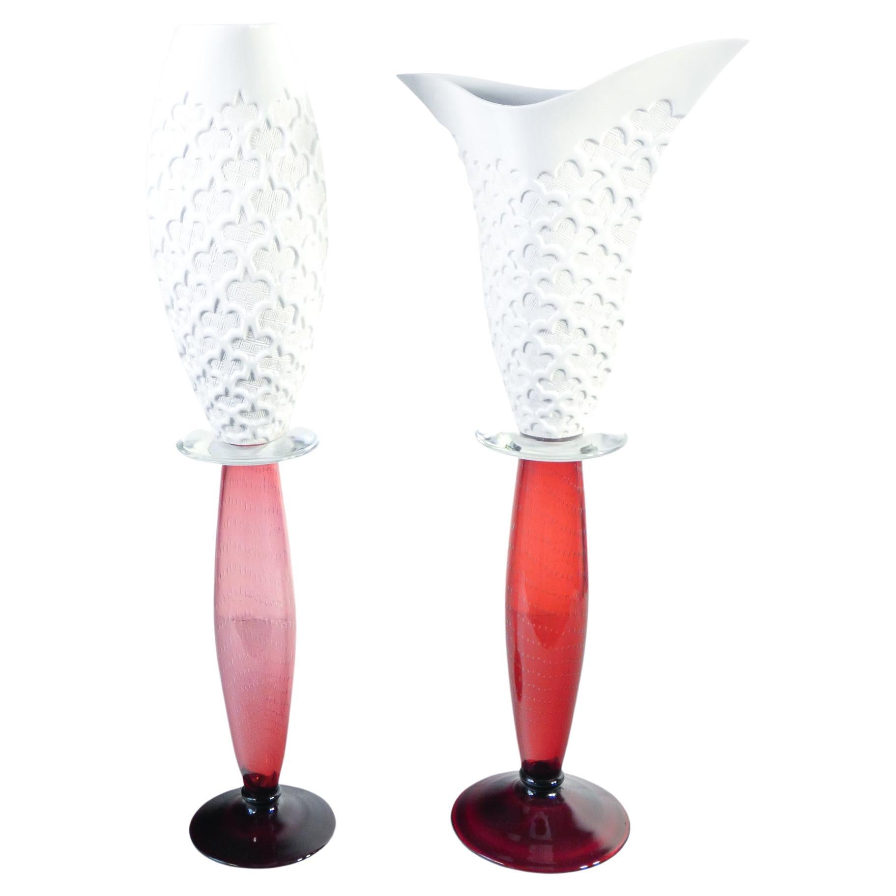 Pair of "Celine" vases, design Borek SIPEK for DRIADE. Blown glass and ceramic
