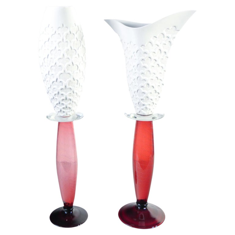 Pair of "Celine" vases, design Borek SIPEK for DRIADE. Blown glass and ceramic For Sale