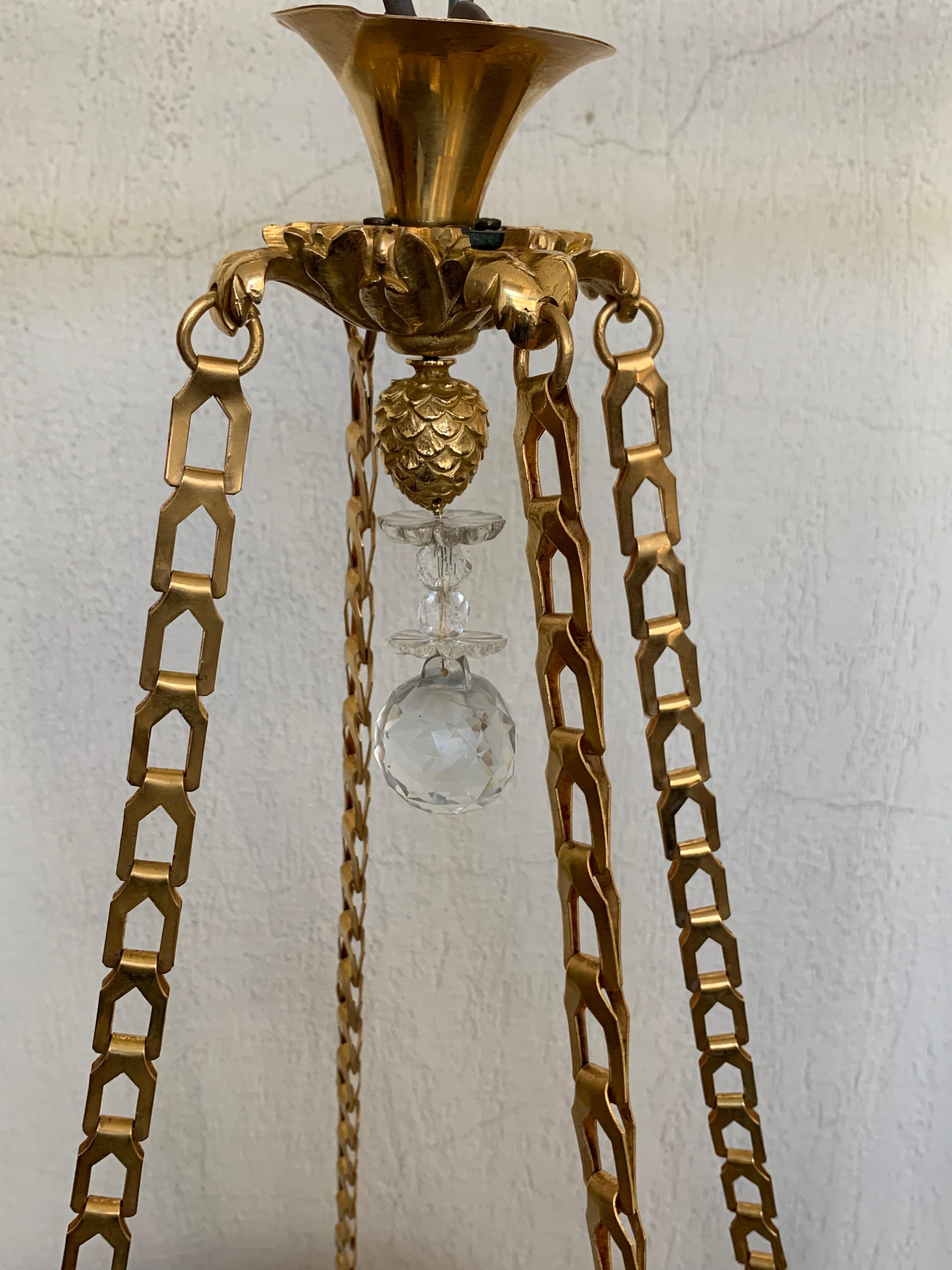 Louis XVI Pair of chandelier cristal and bronze