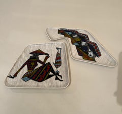 Pair of 'Cemas' Ceramic Plates or Bowls with Polychrome Figures
