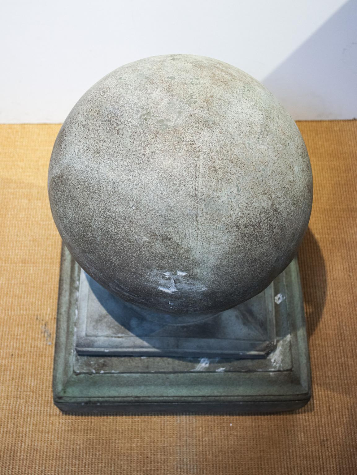 Pair of Cement Globe Finials 2