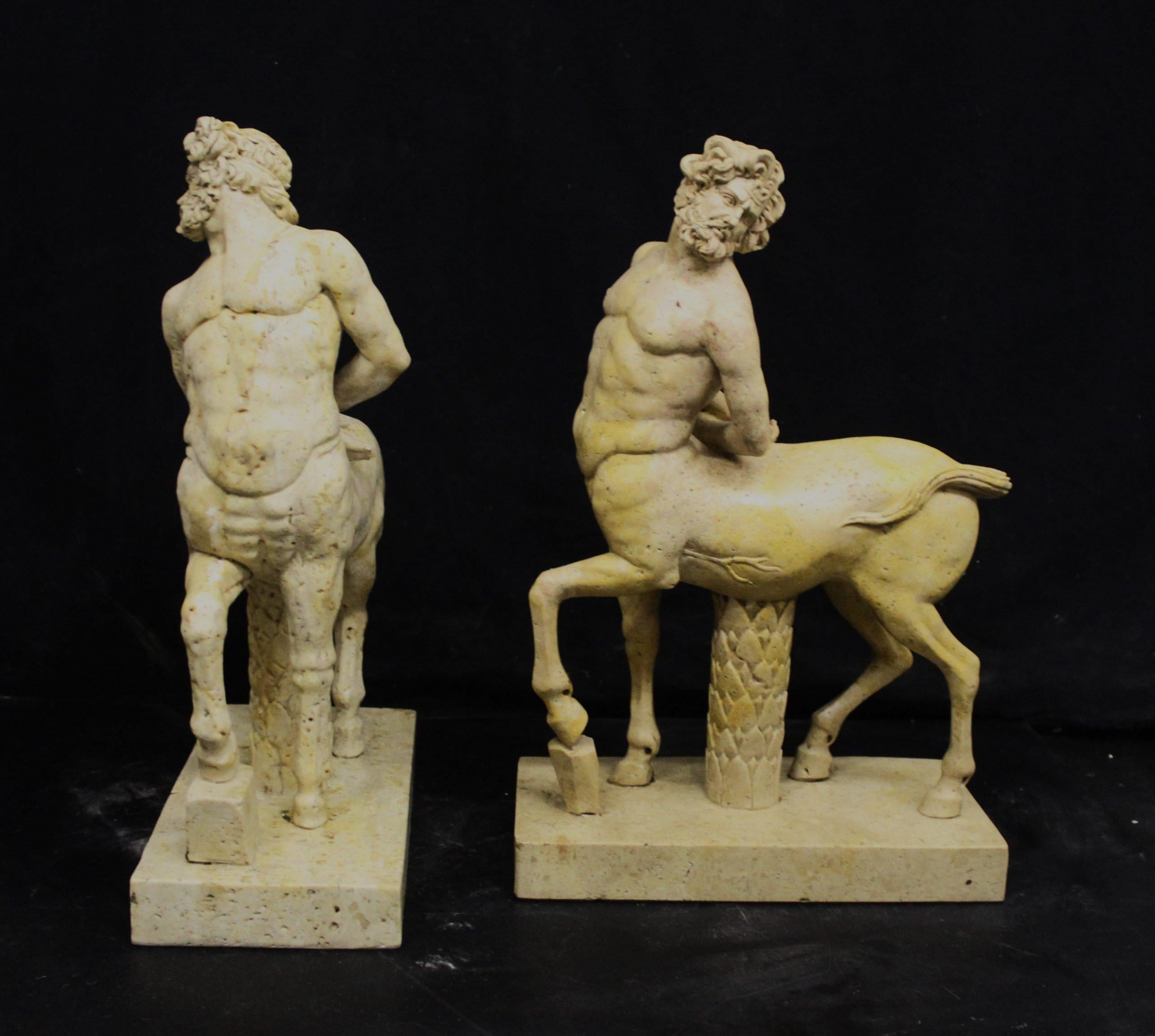Italian Pair of Centaurs in giallo antico marble For Sale