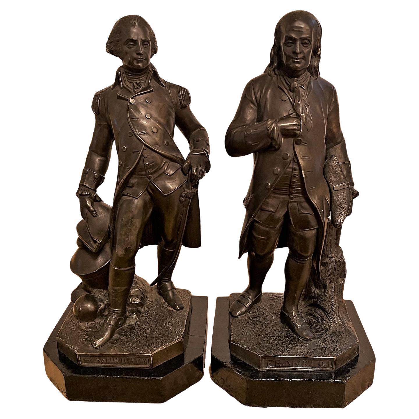 Pair of Centennial 10" Bronzes of Washington & Franklin, Circa:1876 For Sale
