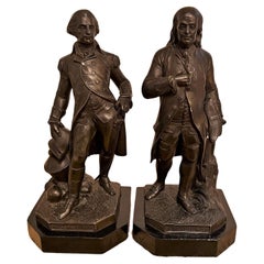 Ein Paar Centennial 10" Bronzen von Washington & Franklin, um:1876, Washington & Franklin