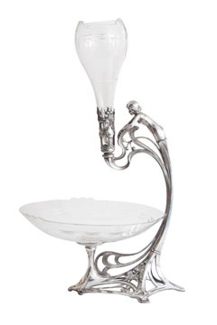 Paire de centres de table WMF, allemand, style Jugendstil, Art nouveau, Liberté, 1900