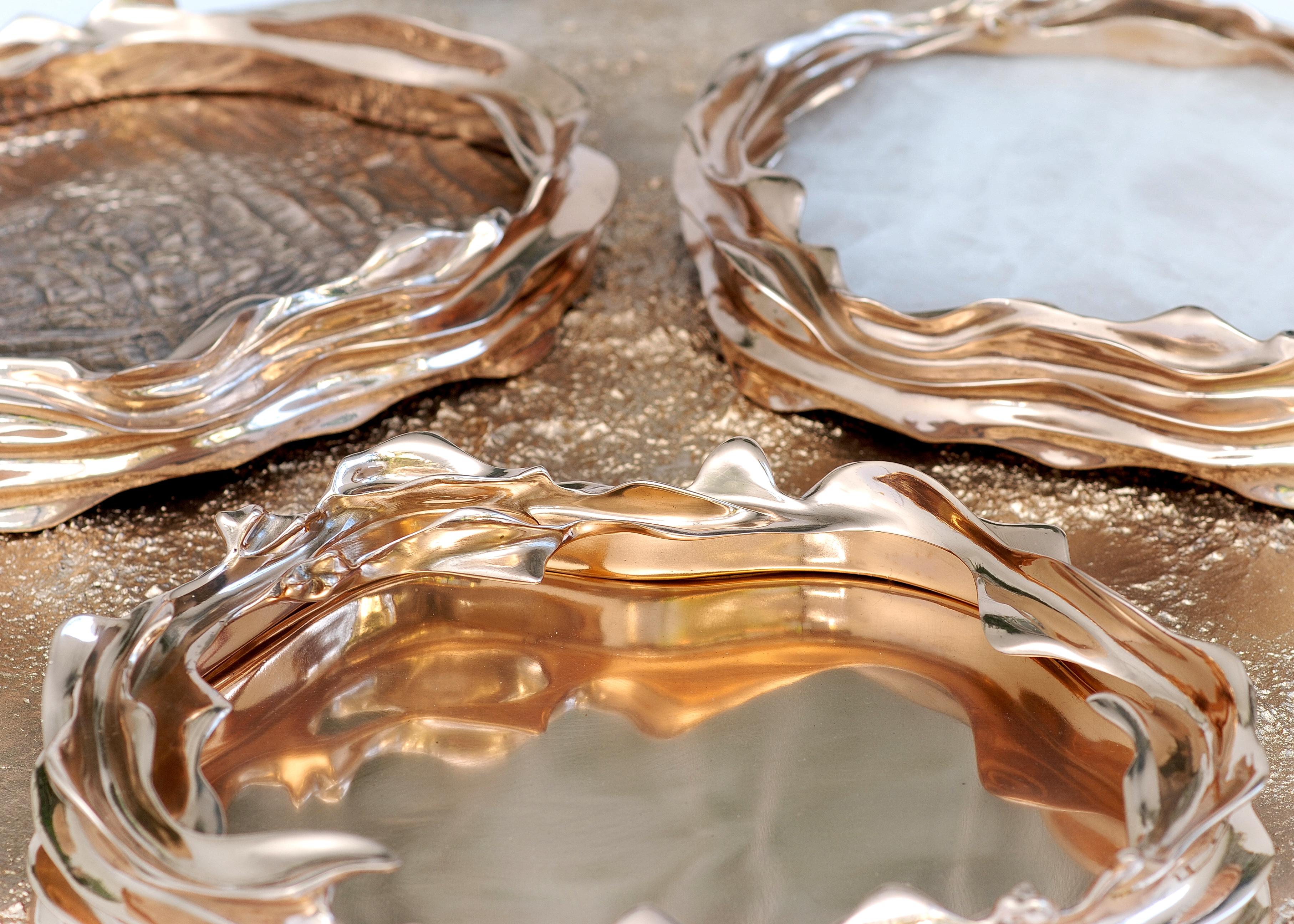 Pair of Centerpieces Bowls in Polished Bronze by Fakasaka Design 2