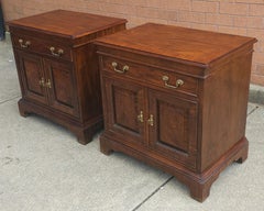 Pair of Century Furniture of Distinction Cross-Banded Mahogany Bedside Cabinets