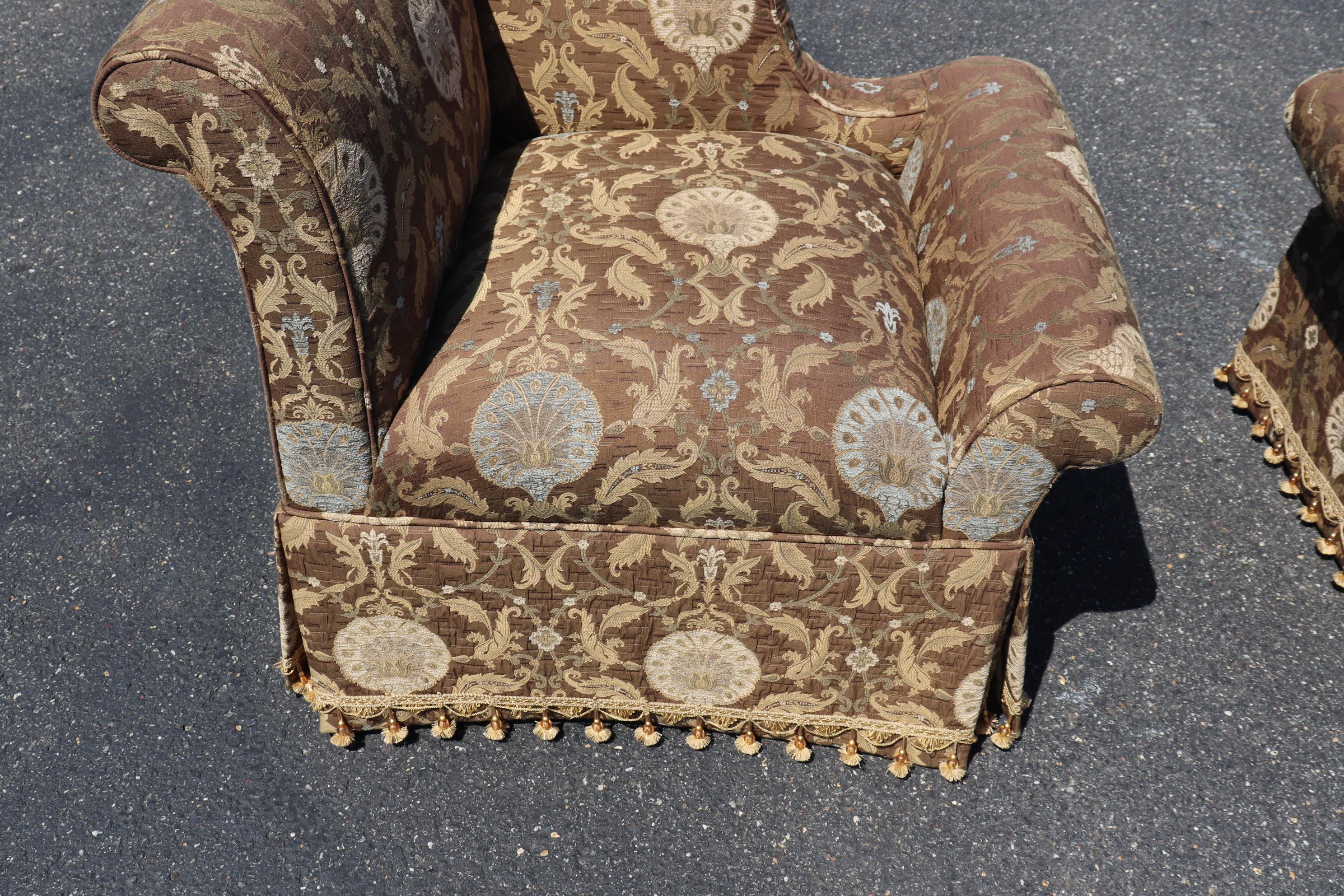 Pair of Century Furniture Upholstered Corner Lounge Chairs  In Good Condition In Swedesboro, NJ