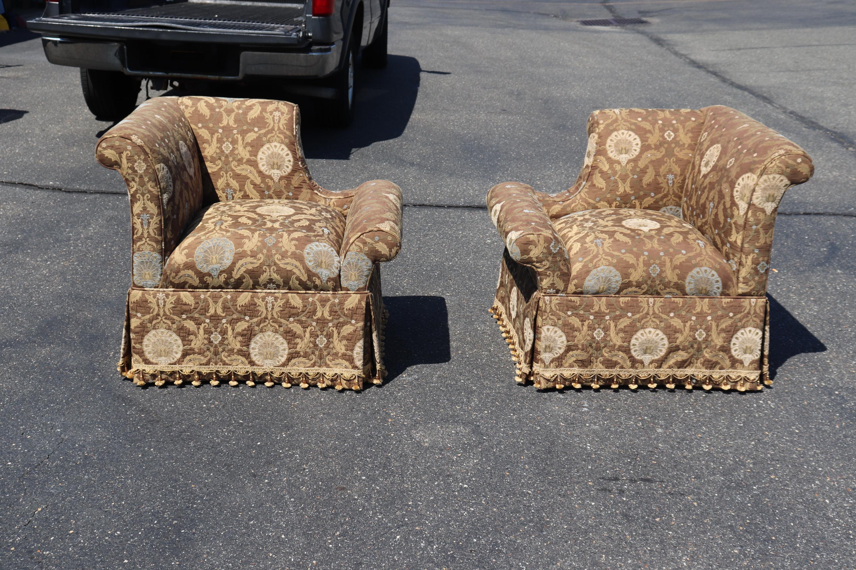 Pair of Century Furniture Upholstered Corner Lounge Chairs  1