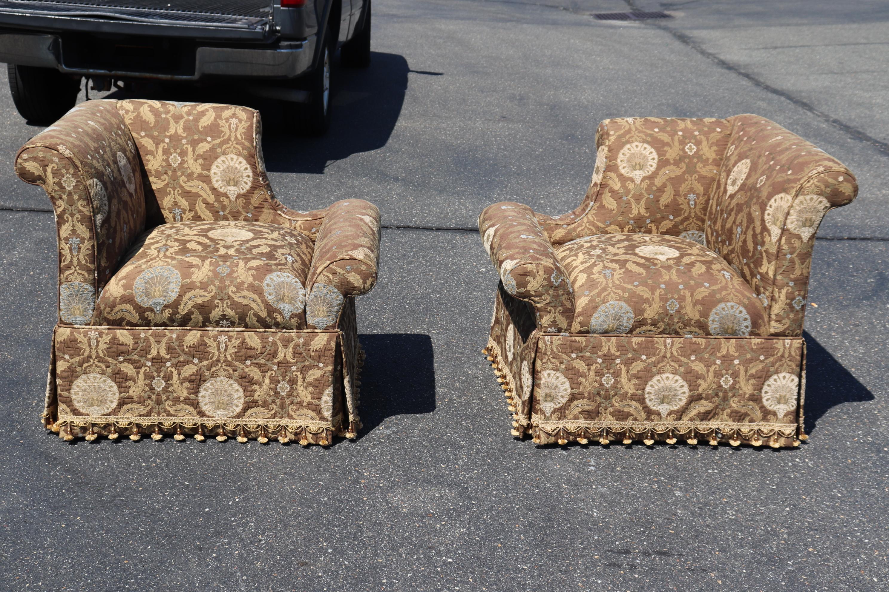 Pair of Century Furniture Upholstered Corner Lounge Chairs  2