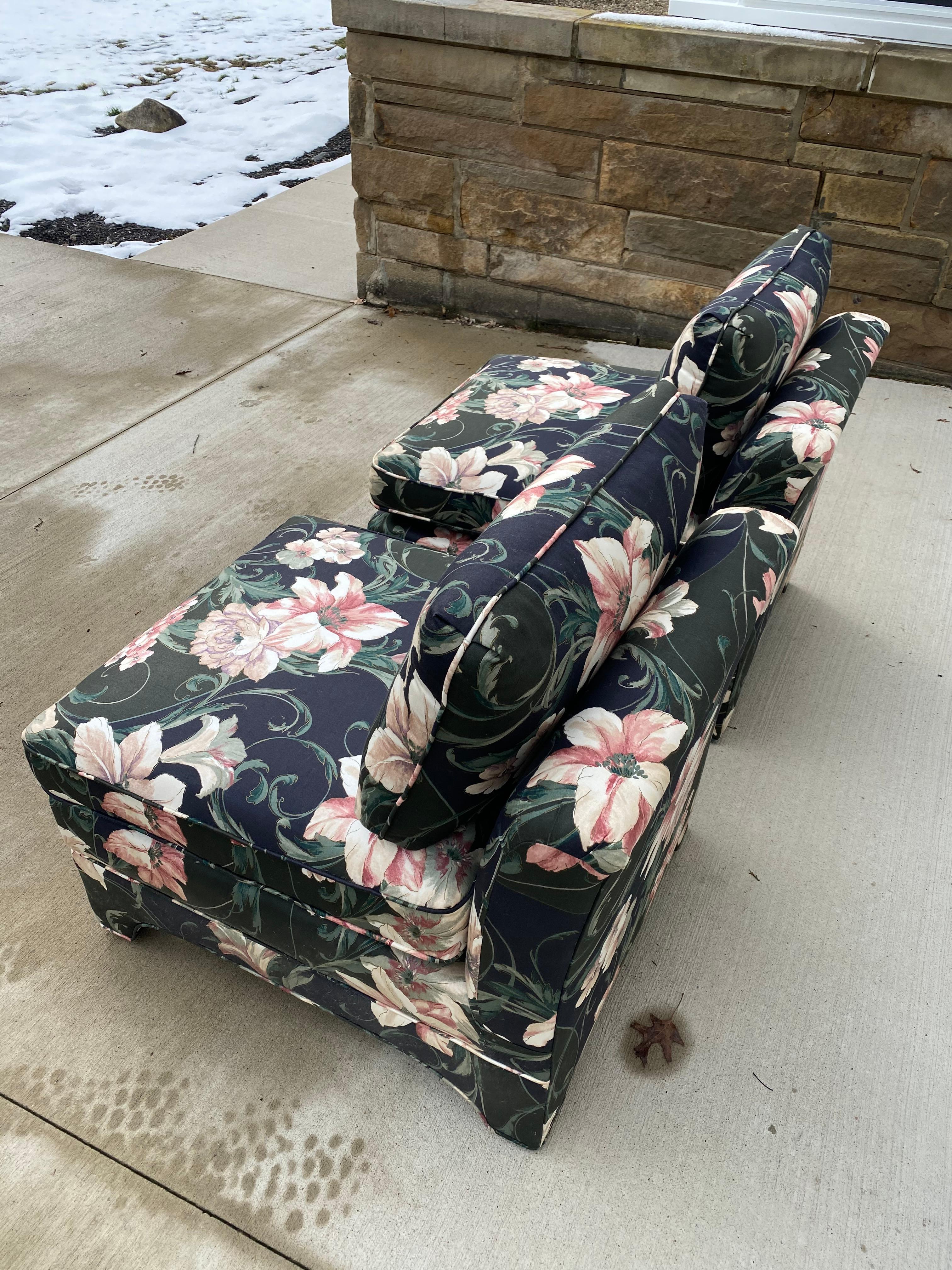 Pair of Century Lounge Chairs in Floral Print 1