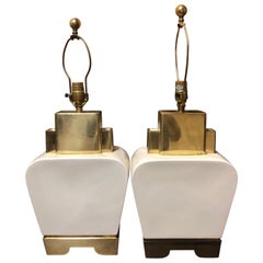 Pair of Ceramic and Brass Table Lamps by Chapman
